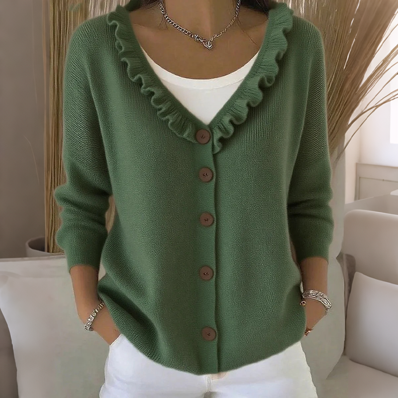 Women's Ruffle Collar Knit Cardigan