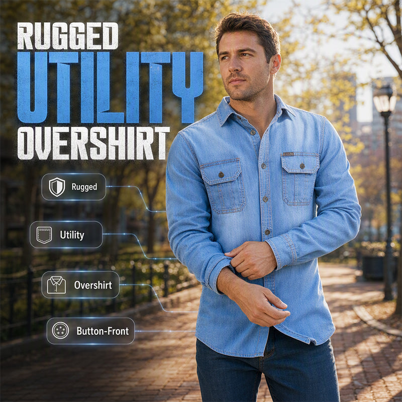 Men's Casual Long Sleeve Denim Shirt 