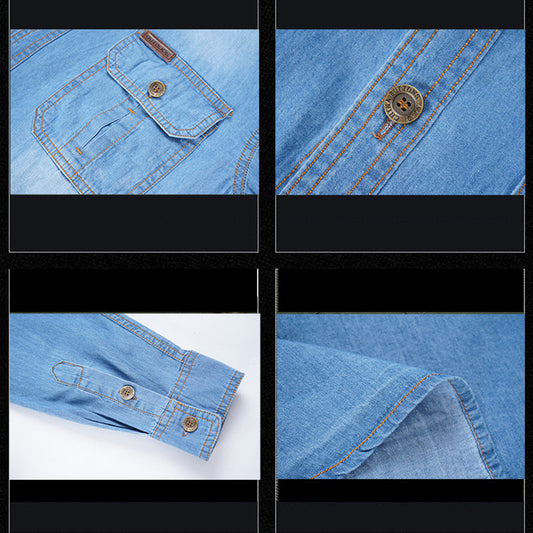 Men's Casual Long Sleeve Denim Shirt 