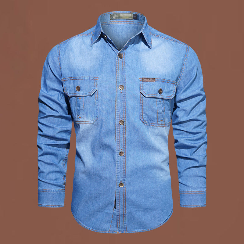 Men's Casual Long Sleeve Denim Shirt 
