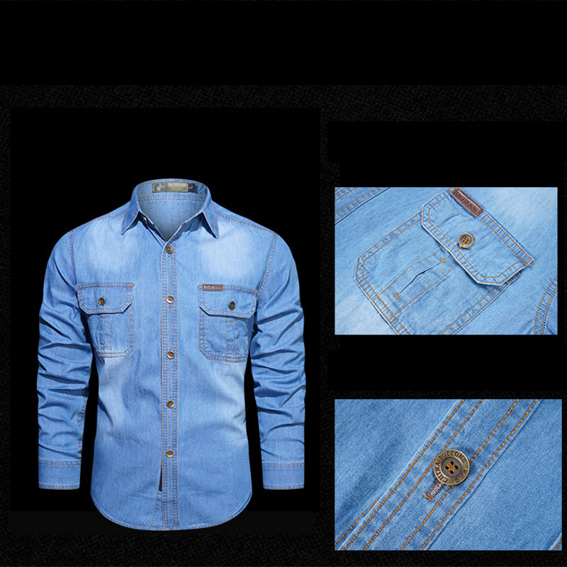 Men's Casual Long Sleeve Denim Shirt 