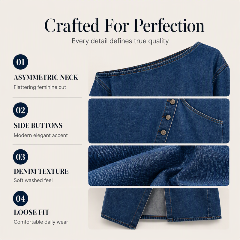 ✨🛍️Fresh Drop - Denim Off-Shoulder Dress – Relaxed Fit & Trendy Cut
