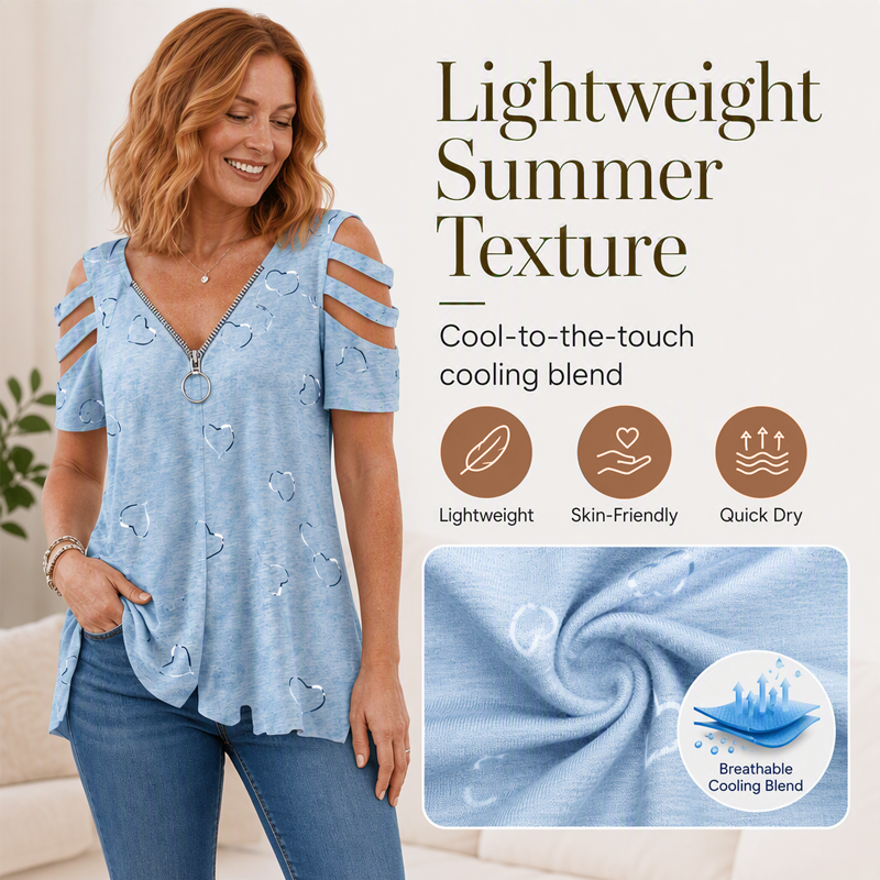 Bestseller💕 Cold Shoulder Tee – Trendy Cutout & Easy Pairing for Every Look