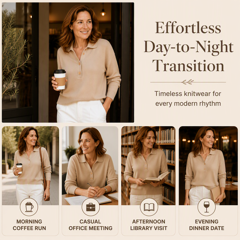 Women's Elegant Lapel Collar Knit Sweater
