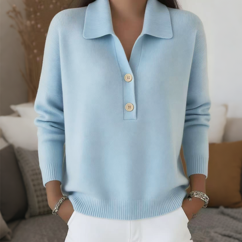 Women's Elegant Lapel Collar Knit Sweater