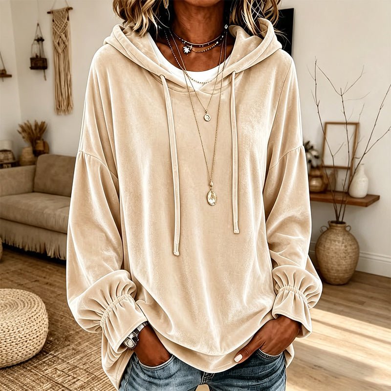Women's Casual Velvet Hooded Sweatshirt