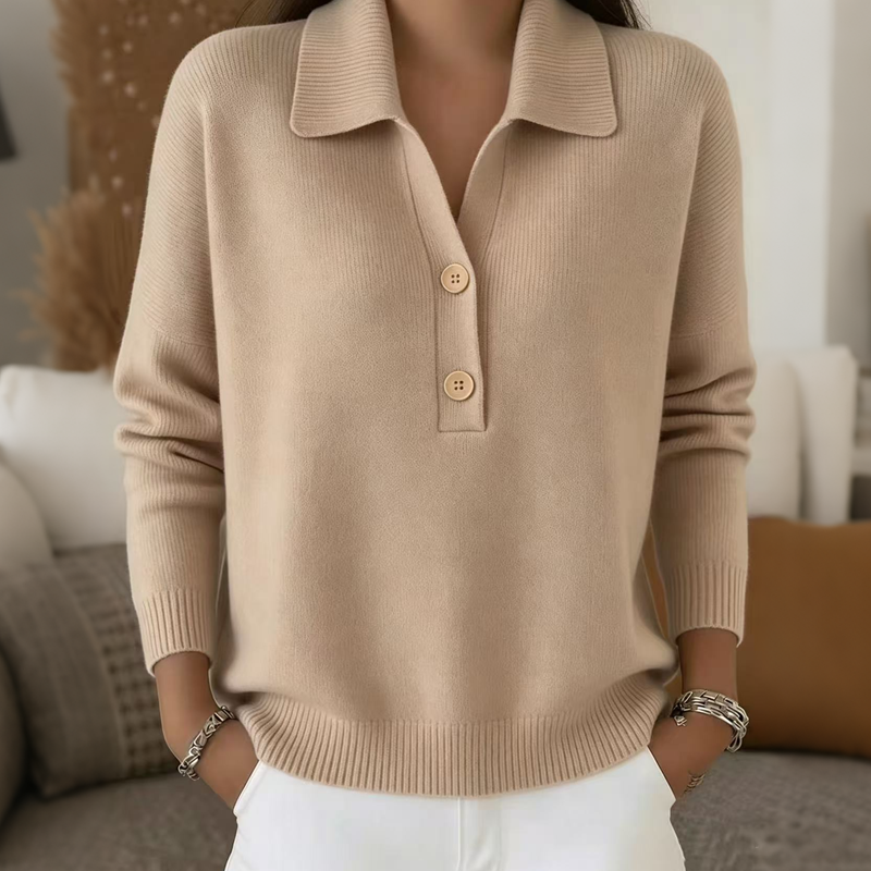 Women's Elegant Lapel Collar Knit Sweater