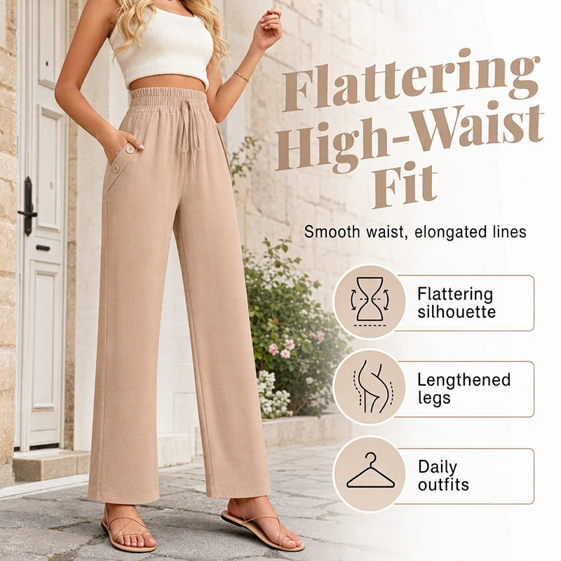 Women's Casual High Waisted Wid-Leg Pants