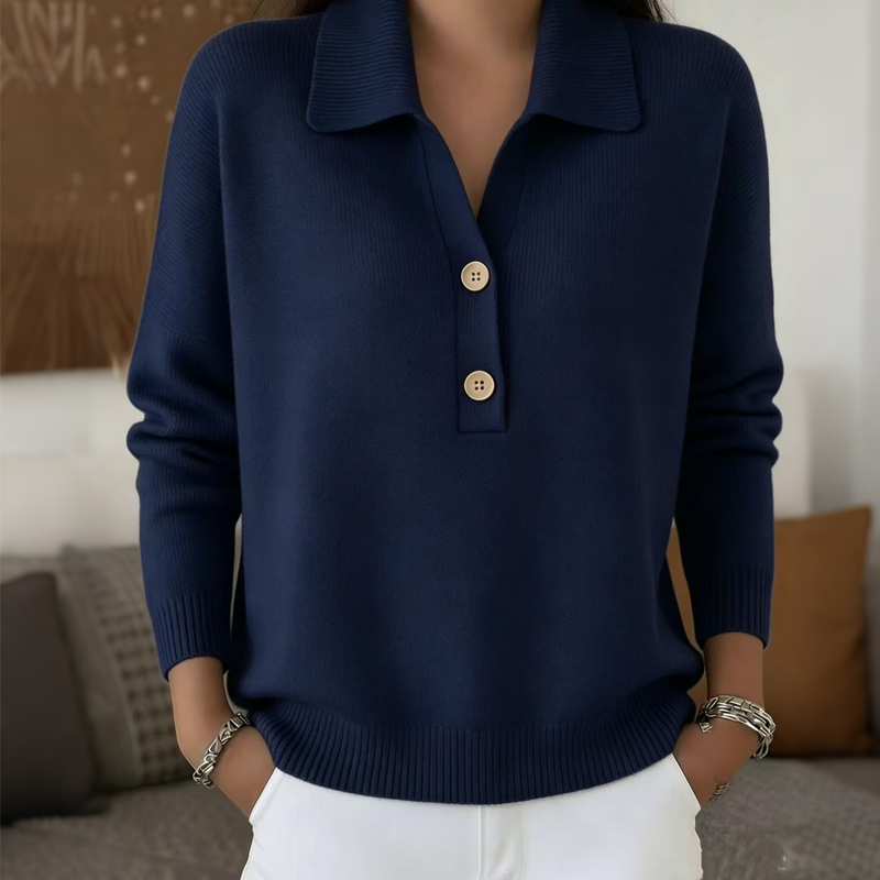 Women's Elegant Lapel Collar Knit Sweater
