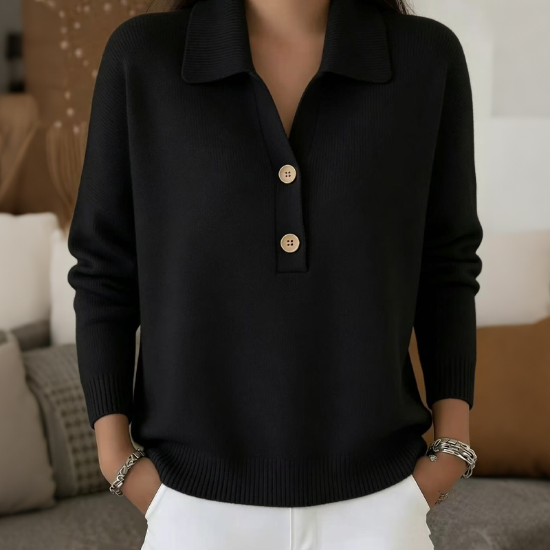 Women's Elegant Lapel Collar Knit Sweater
