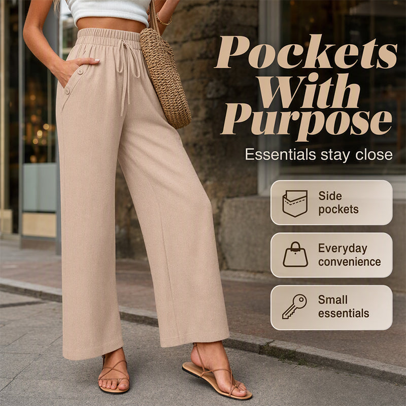Women's Casual High Waisted Wid-Leg Pants