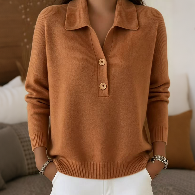 Women's Elegant Lapel Collar Knit Sweater