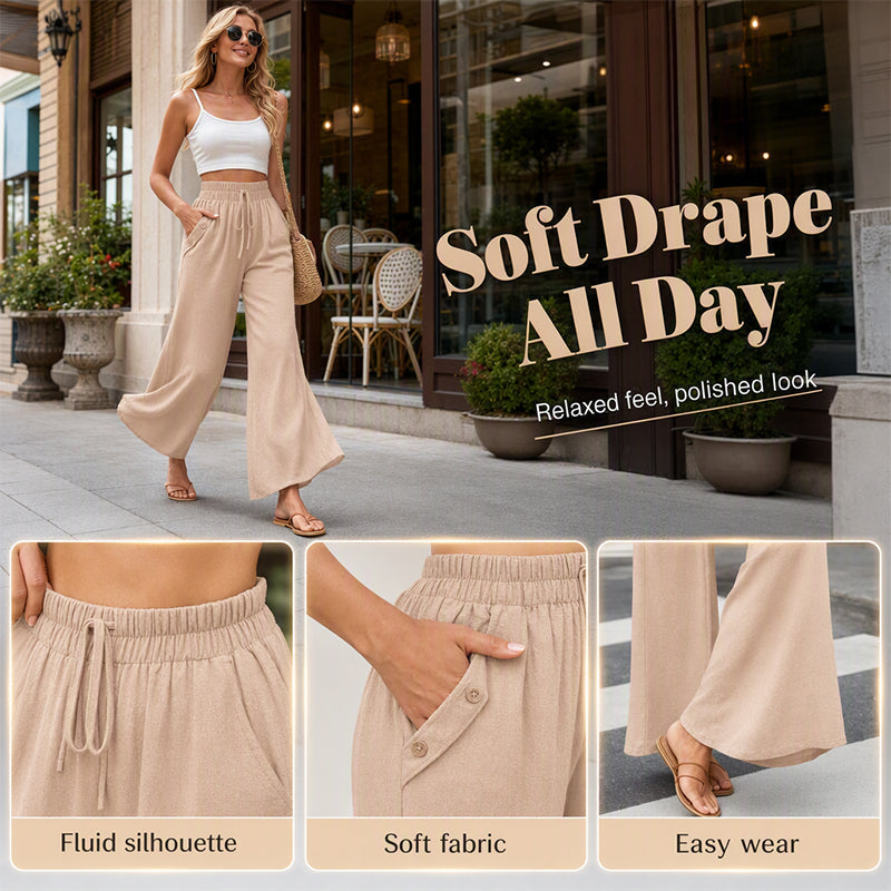 Women's Casual High Waisted Wid-Leg Pants