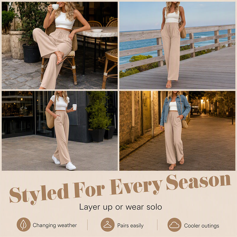 Women's Casual High Waisted Wid-Leg Pants