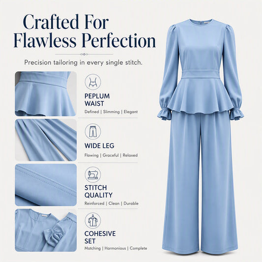✨New Arrivals & Special Offers-Women's Elegant Puff Sleeve Top & Wide-Leg Pants Set
