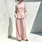 Women's Elegant Puff Sleeve Top & Wide-Leg Pants Set