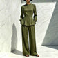 Women's Elegant Puff Sleeve Top & Wide-Leg Pants Set