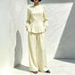 Women's Elegant Puff Sleeve Top & Wide-Leg Pants Set