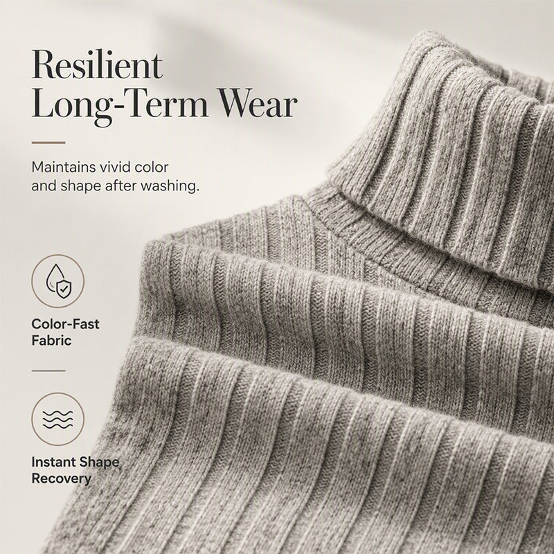 Women's Ribbed Turtleneck Long Sleeve Sweater Dress