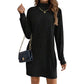 Women's Ribbed Turtleneck Long Sleeve Sweater Dress