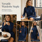 Women's Ribbed Turtleneck Long Sleeve Sweater Dress