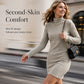 Women's Ribbed Turtleneck Long Sleeve Sweater Dress