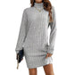 Women's Ribbed Turtleneck Long Sleeve Sweater Dress