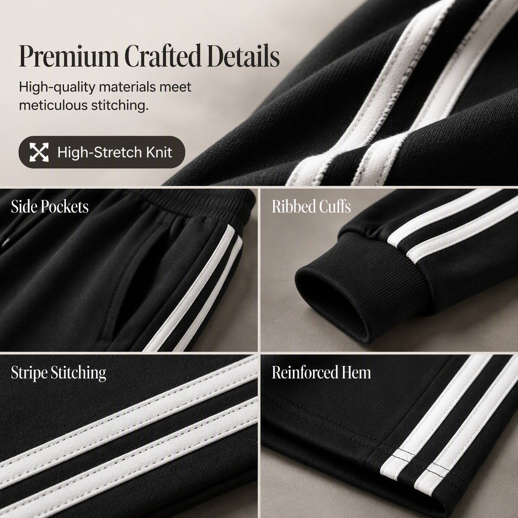 Women's Two-Piece Casual Set V-Neck Long Sleeve Top and Wide Leg Striped Pants Outfit
