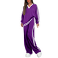 Women's Two-Piece Casual Set V-Neck Long Sleeve Top and Wide Leg Striped Pants Outfit