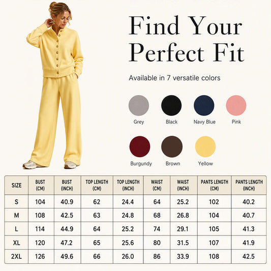 🌸Hot Sale 50% OFF💖Women's Button-Down Cardigan & Wide-Leg Pants Set