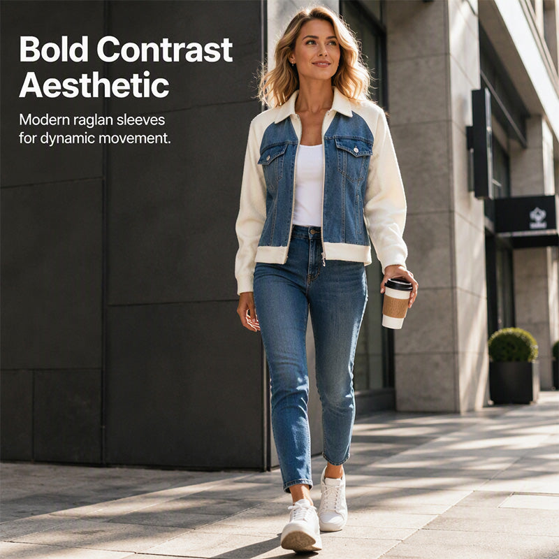🎁New Arrivals 55% OFF💥Women's Creative Denim Splicing Jacket 🧥 – Edgy Streetwear for Daily Cool Looks