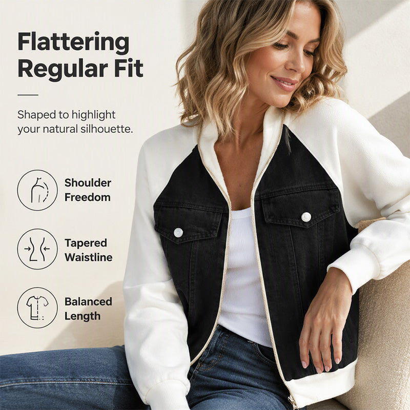 🎁New Arrivals 55% OFF💥Women's Creative Denim Splicing Jacket 🧥 – Edgy Streetwear for Daily Cool Looks