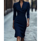 🌸Hot Sale 50% OFF💖Elegant Stand Collar V-Neck Bodycon Dress