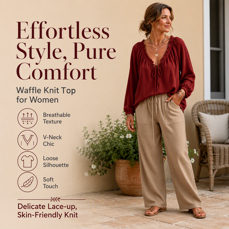 ⌛Limited-time offer-Women's Loose Ruffled Tie Neck Blouse