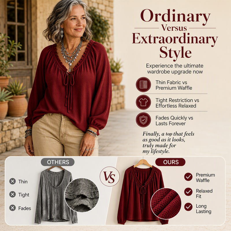 ⌛Limited-time offer-Women's Loose Ruffled Tie Neck Blouse