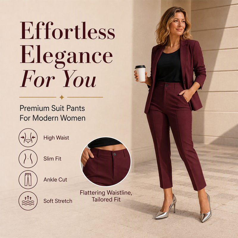 ⌛Limited-time offer-Women's High Waisted Cropped Suit Pants