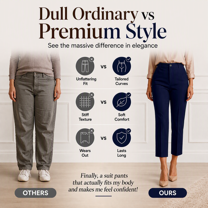 ⌛Limited-time offer-Women's High Waisted Cropped Suit Pants
