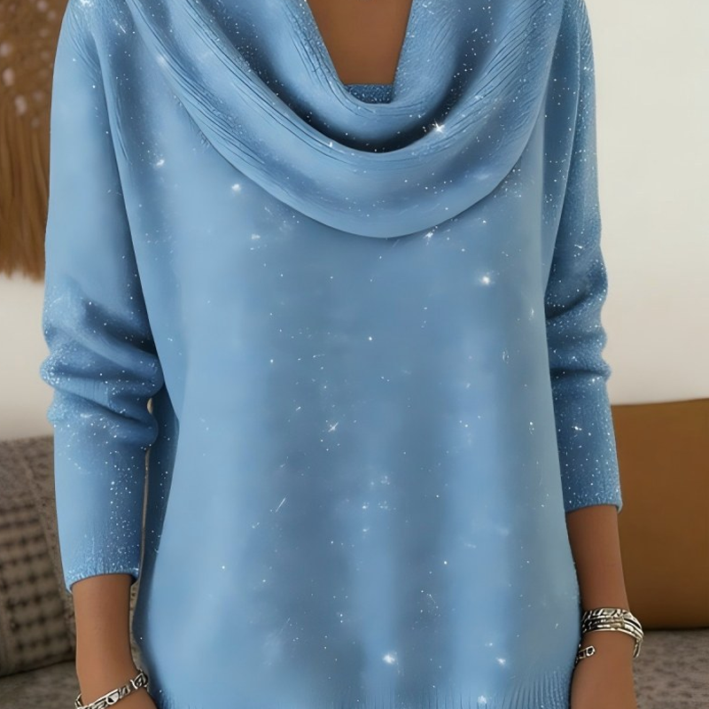 ⌛Limited-time offer-Sparkle Cowl Neck Long Sleeve Top