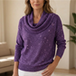 ⌛Limited-time offer-Sparkle Cowl Neck Long Sleeve Top