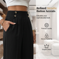✨ Women's High-Waist Wide-Leg Trousers – Elegant Tailored Fit With Chic Metallic Button Detail 🤍
