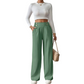 ✨ Women's High-Waist Wide-Leg Trousers – Elegant Tailored Fit With Chic Metallic Button Detail 🤍