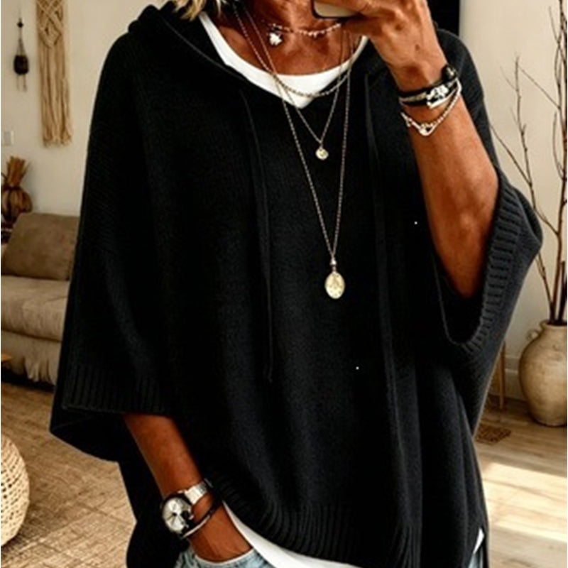 Women's Hooded Drawstring Knit Pullover