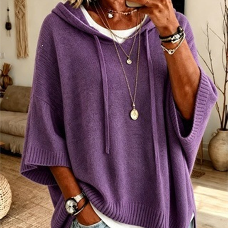 Women's Hooded Drawstring Knit Pullover