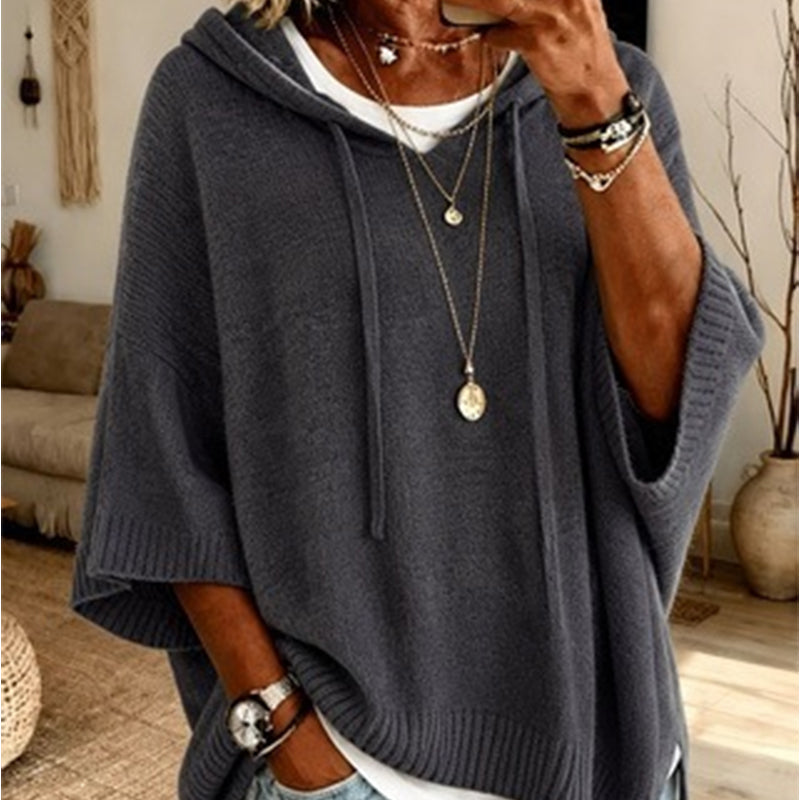 Women's Hooded Drawstring Knit Pullover