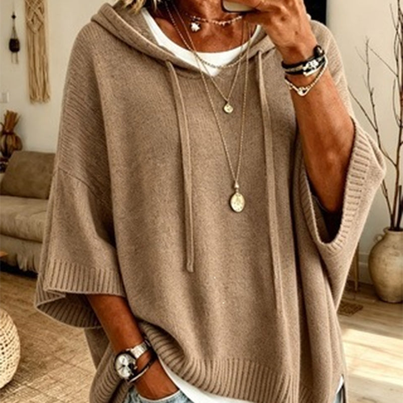 Women's Hooded Drawstring Knit Pullover