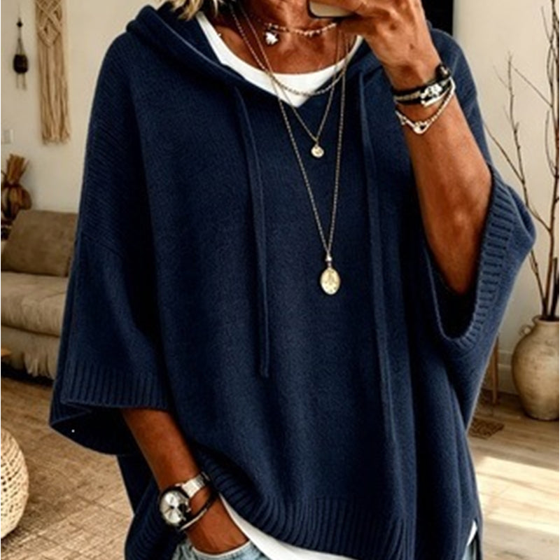 Women's Hooded Drawstring Knit Pullover