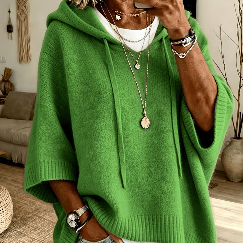 Women's Hooded Drawstring Knit Pullover