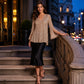 Women's Sparkly Split Flare Sleeve Top