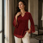 Women's Sparkly Split Flare Sleeve Top