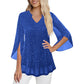 Women's Sparkly Split Flare Sleeve Top